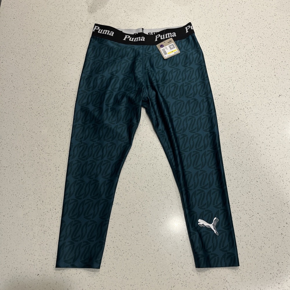 Puma Stewie Varsity Green Leggings Size M Women | DriCell Logo Puma NWT